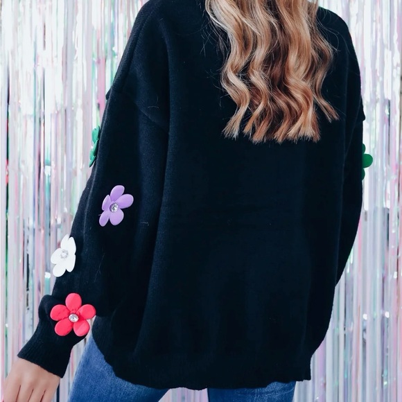 POPPY GARDEN FLORAL RHINESTONE SWEATER - Picture 4 of 5